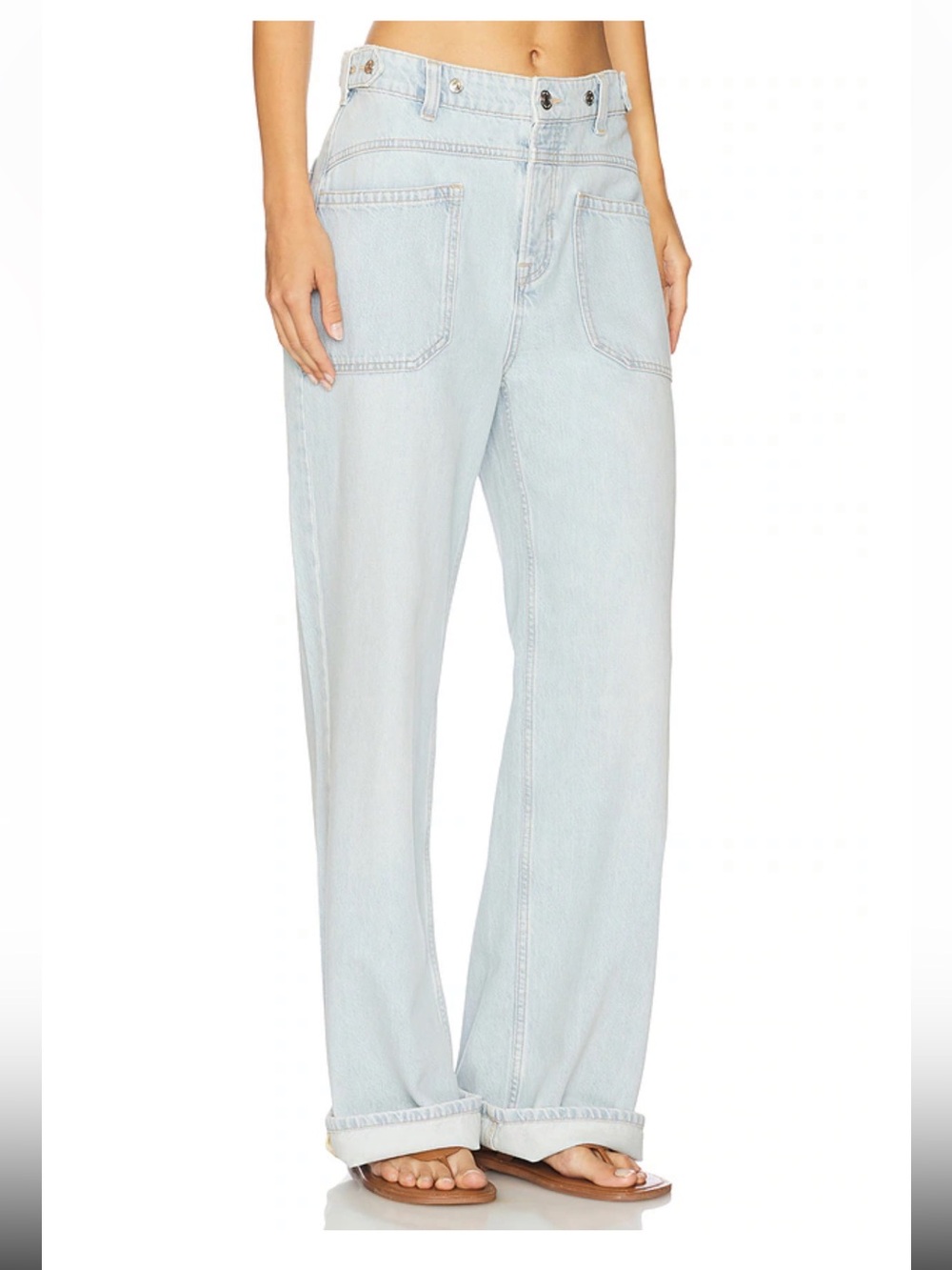 Free People We The Free Palmer Cuffed Wide Leg In Daydream Blue